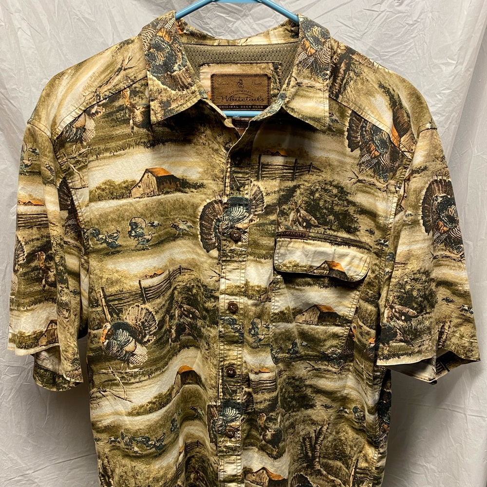 Vintage Legendary Whitetails Vented All Over Print Turkey Camp Shirt